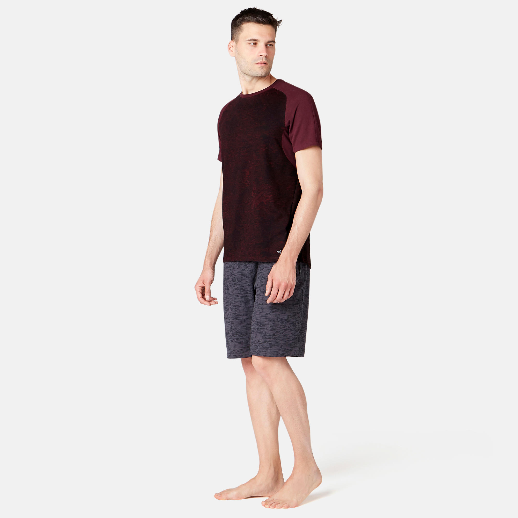 520 Regular-Fit Pilates & Gentle Gym T-Shirt - Burgundy Print 3/8