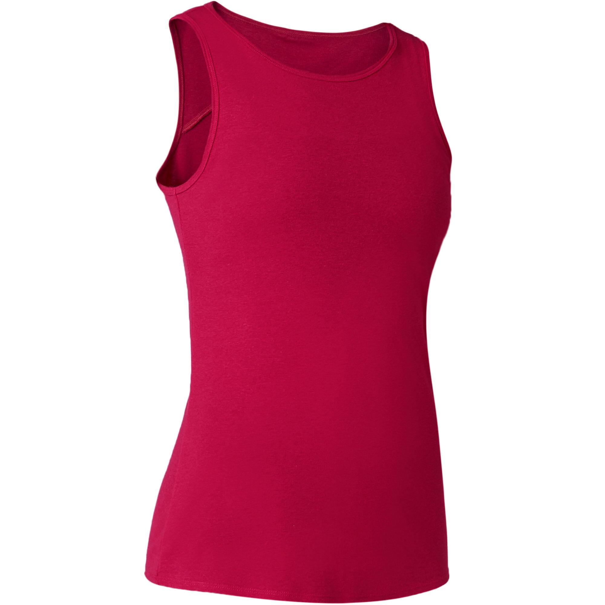 Domyos Damestopje Voor Pilateslichte Gym 500 Gemeleerd Bordeauxrood domyos kopen in de aanbieding