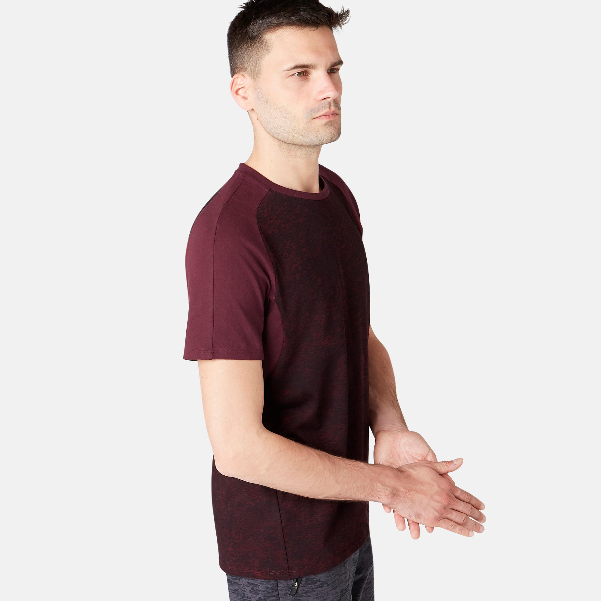 520 Regular-Fit Pilates & Gentle Gym T-Shirt - Burgundy Print 2/8