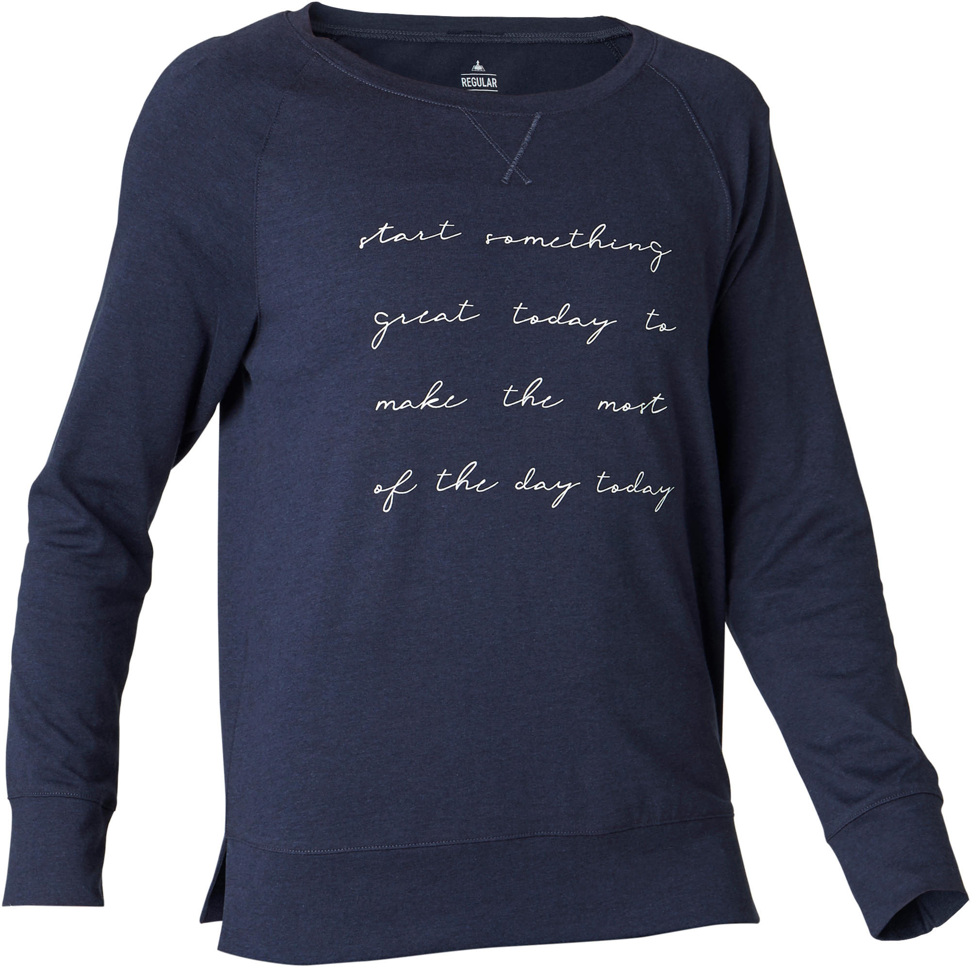 500 Women's Long-Sleeved Pilates & Gentle Gym T-Shirt - Navy Blue Print 7/7