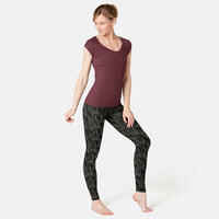 Women's Slim-Fit Fitness Leggings Fit+ 500 - Grey Print