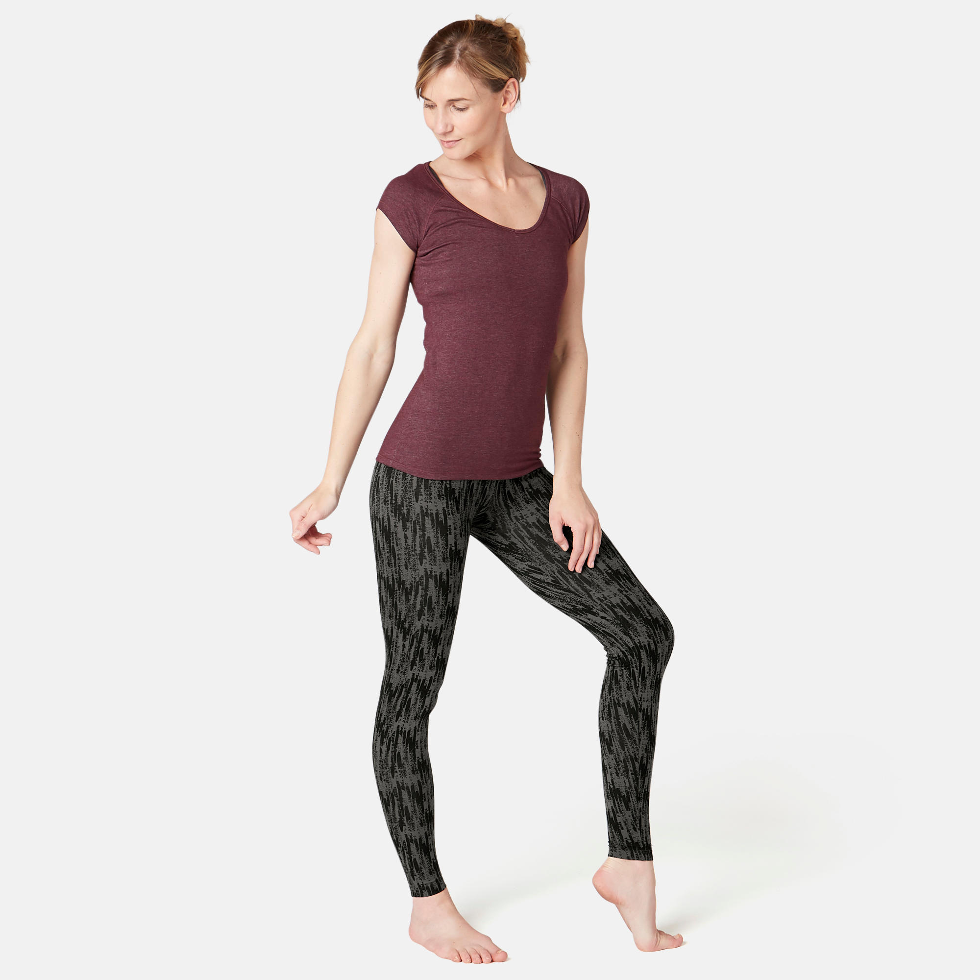 Women's stretchy cotton sports leggings, grey 2/7