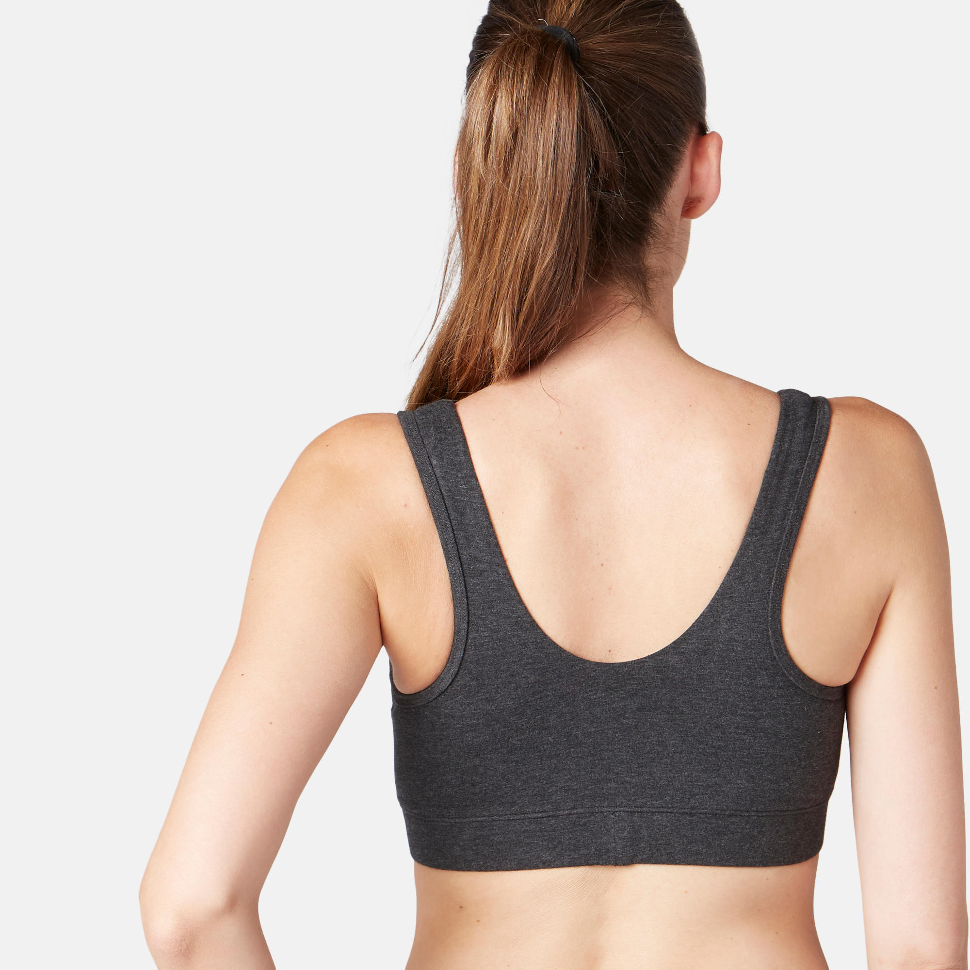 Women's Pilates & Gentle Gym Sports Bra - Heathered Dark Grey 7/8