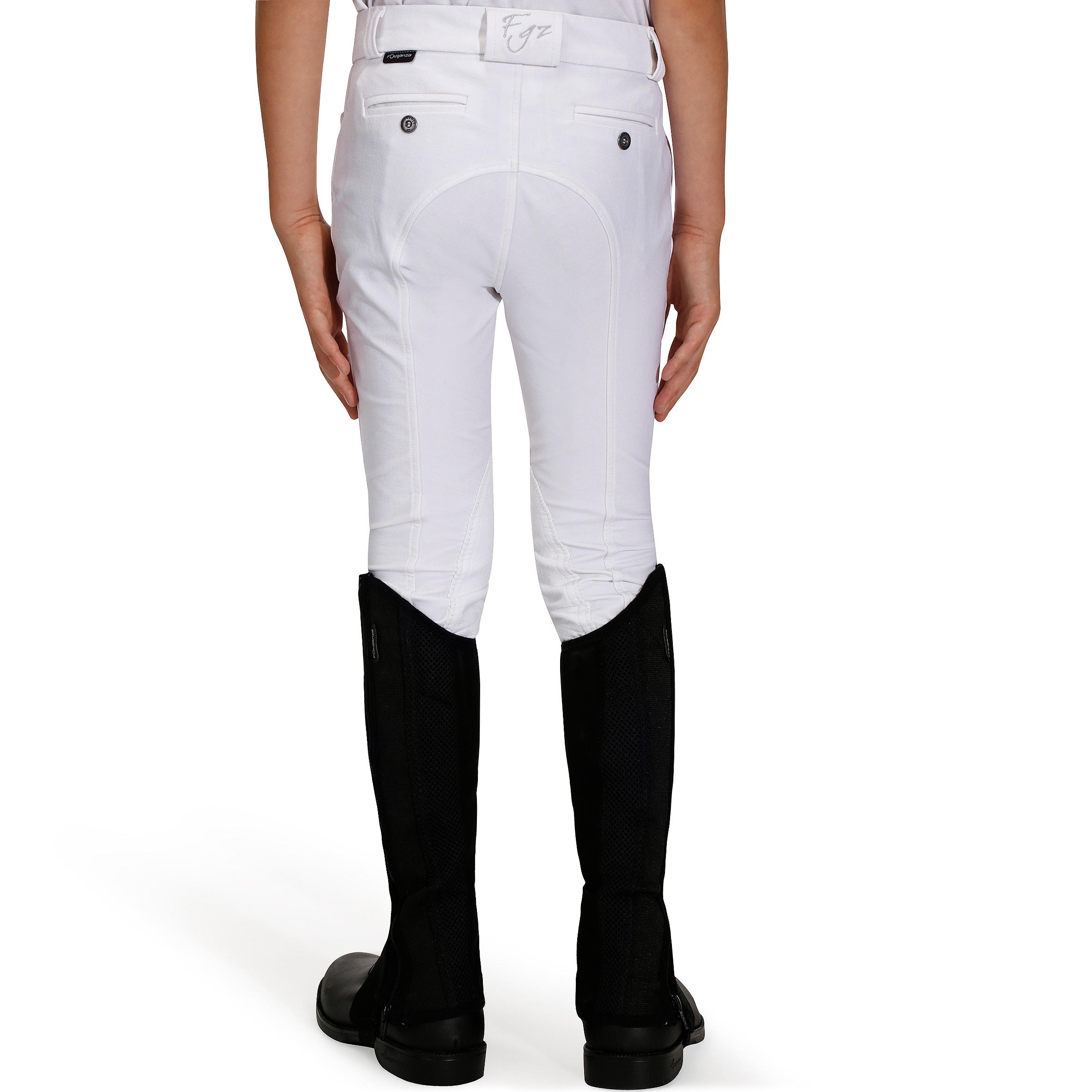 500 Kids' Horse Riding Show Jodhpurs - White 5/19