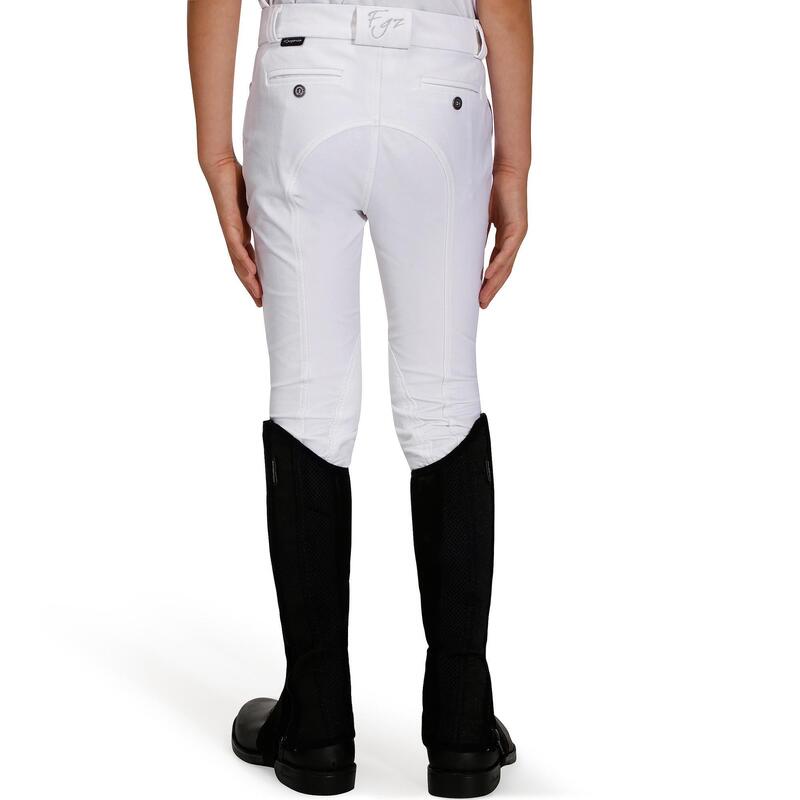 Pantalon de concours équitation enfant 500 blanc