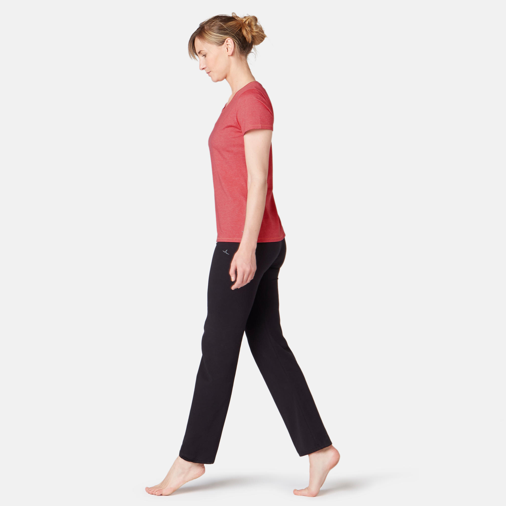 Women's Regular-Fit Pilates & Gentle Gym Sport T-Shirt 500 - Pink 2/6