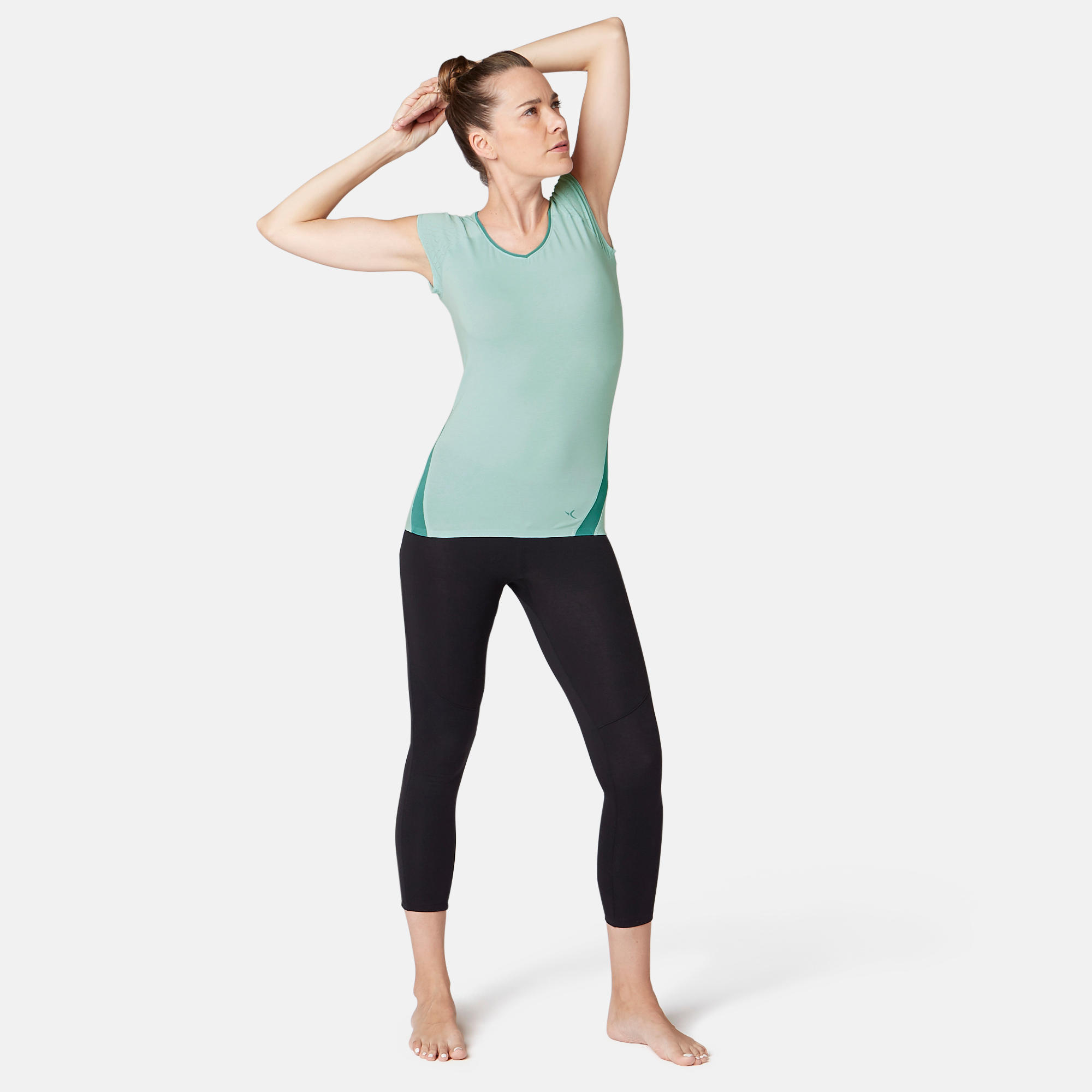 530 Women's Burnout Pilates & Gentle Gym T-Shirt - Light Blue 3/9
