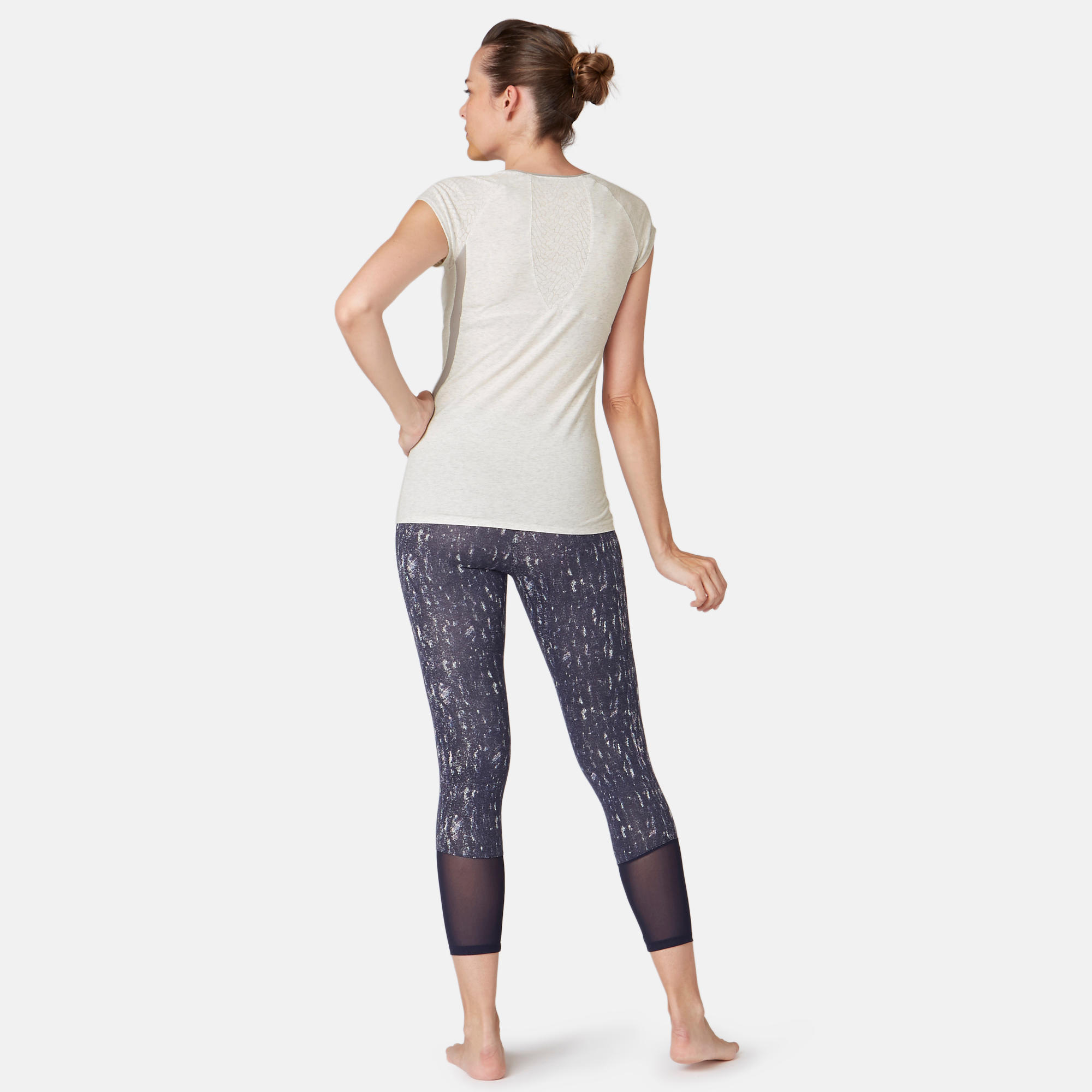 530 Women's Burnout Pilates & Gentle Gym T-Shirt - Mottled White 4/9