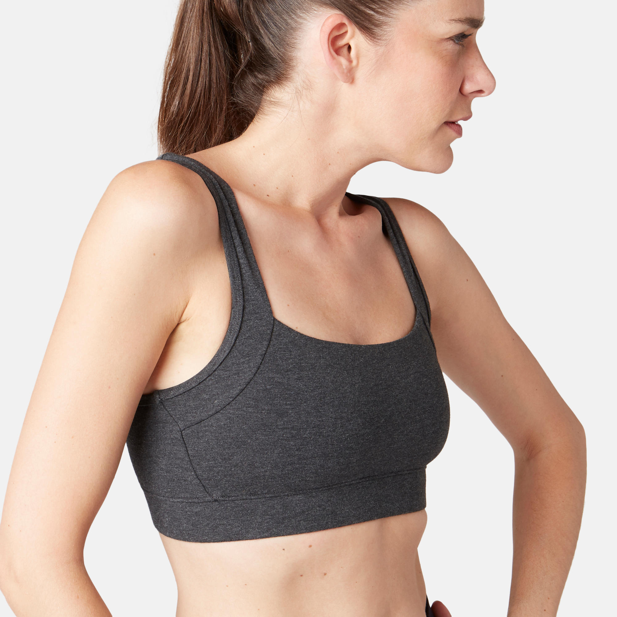 Women's Pilates & Gentle Gym Sports Bra - Heathered Dark Grey 6/8