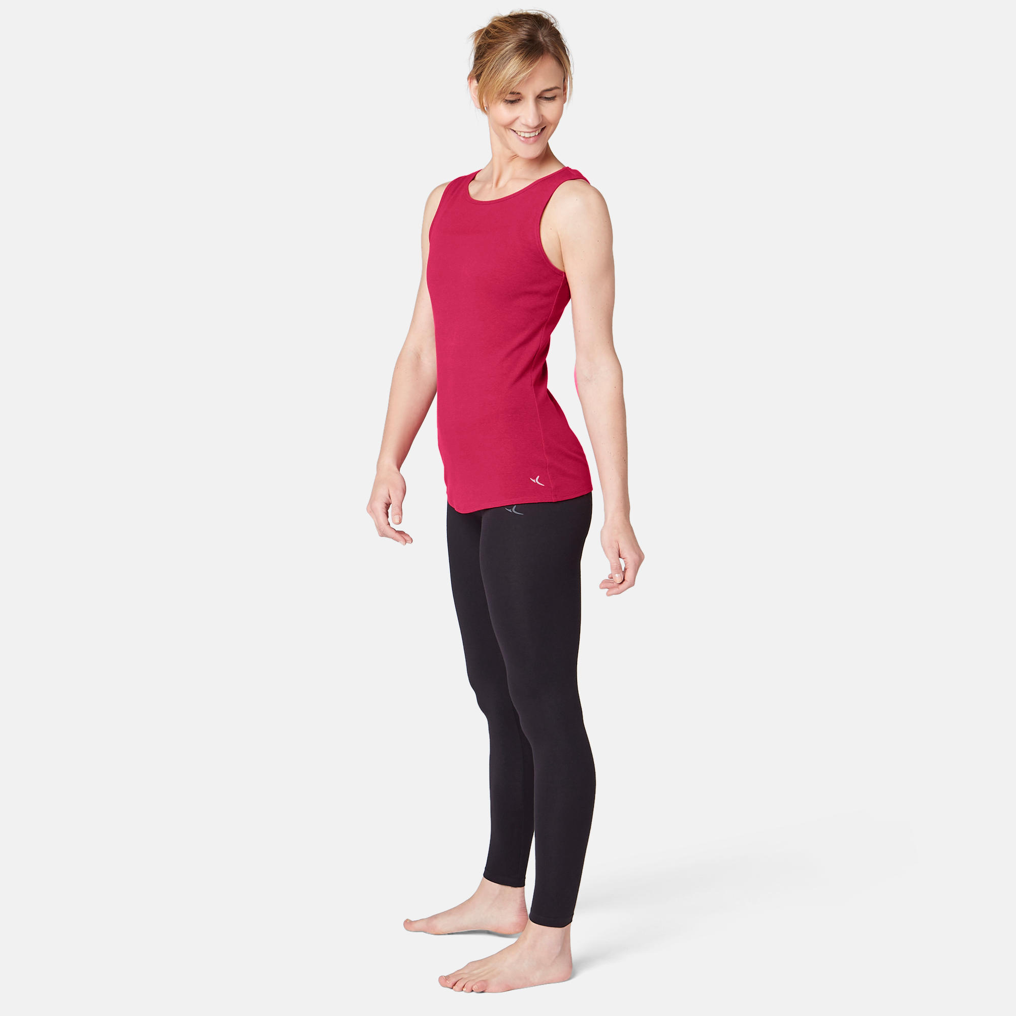 500 Women's Gentle Gym Pilates Tank Top - Mottled Burgundy 2/6