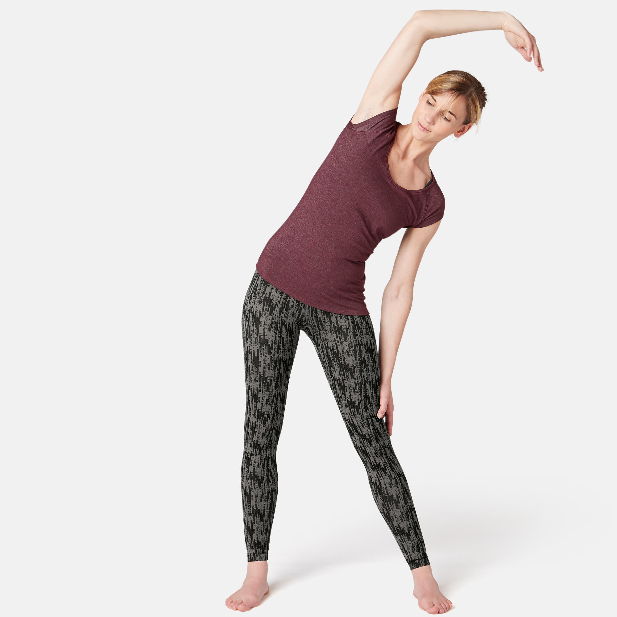 Women's stretchy cotton sports leggings, grey 3/7
