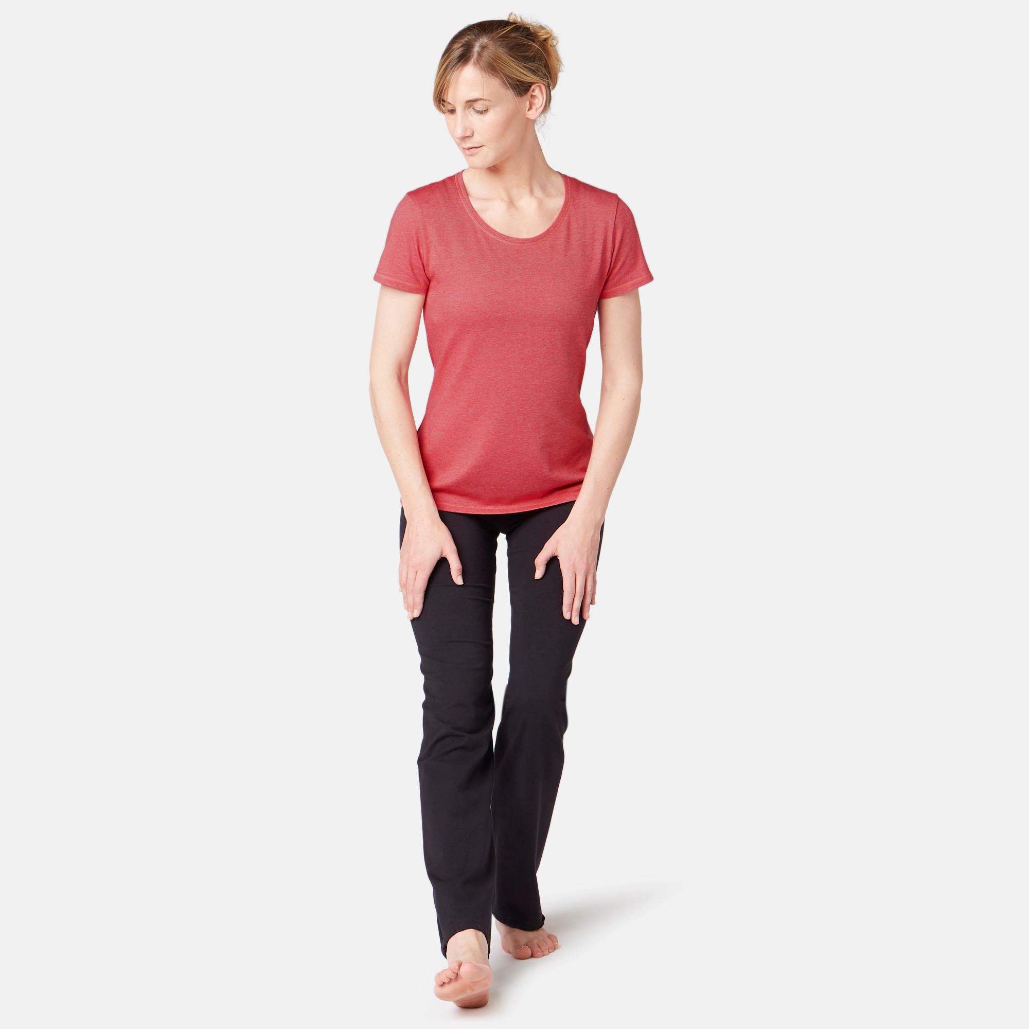 Women's Regular-Fit Pilates & Gentle Gym Sport T-Shirt 500 - Pink 3/6