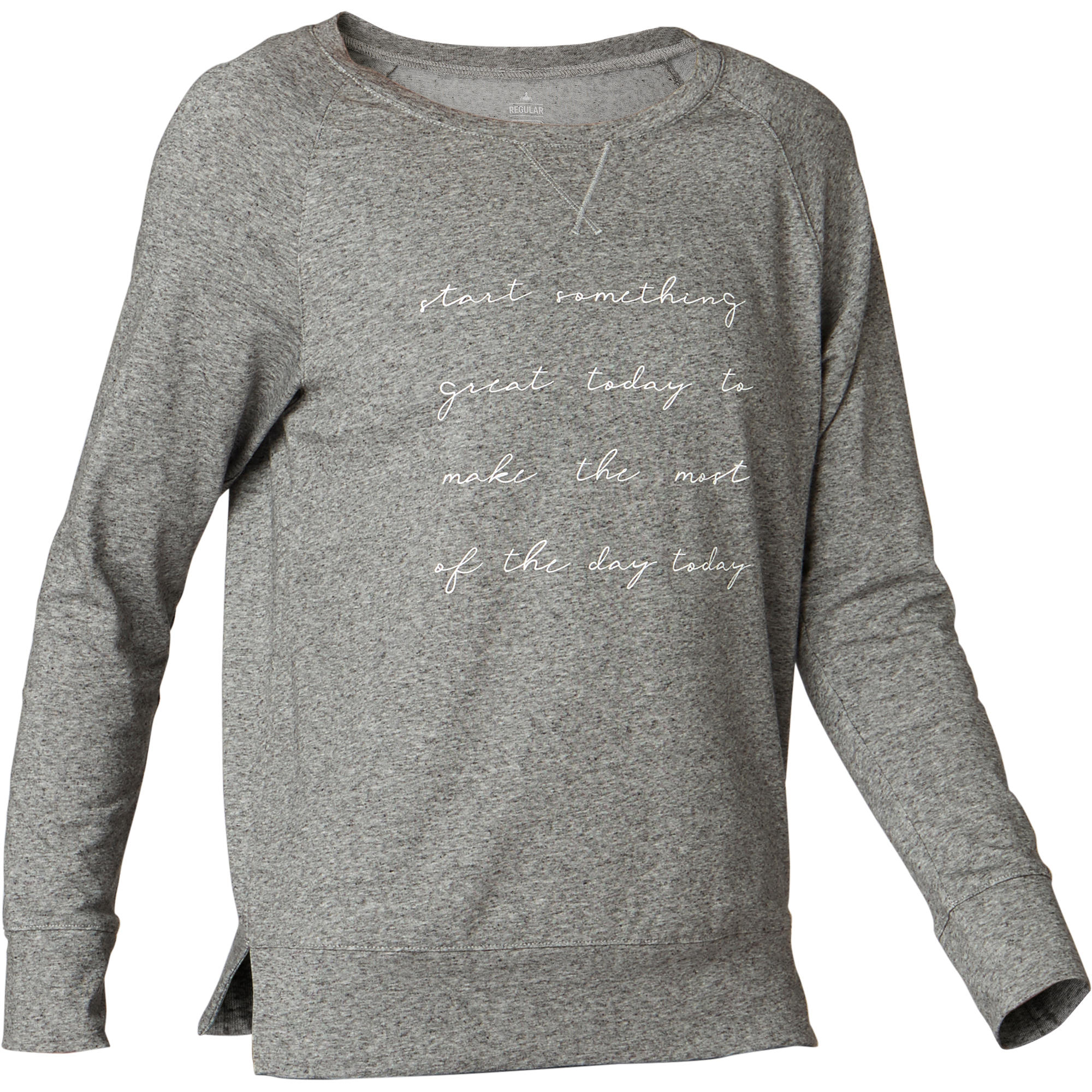 500 Women's Long-Sleeved Pilates & Gentle Gym T-Shirt - Grey Print 6/6