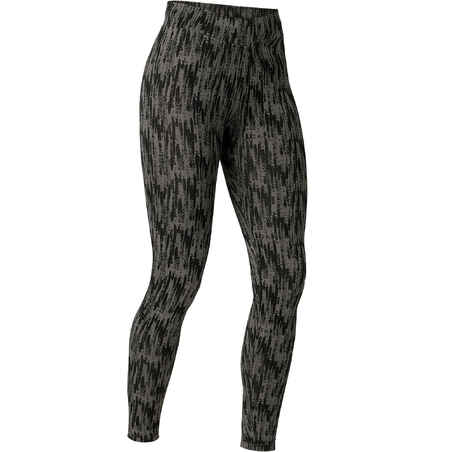 Women's Slim-Fit Fitness Leggings Fit+ 500 - Grey Print
