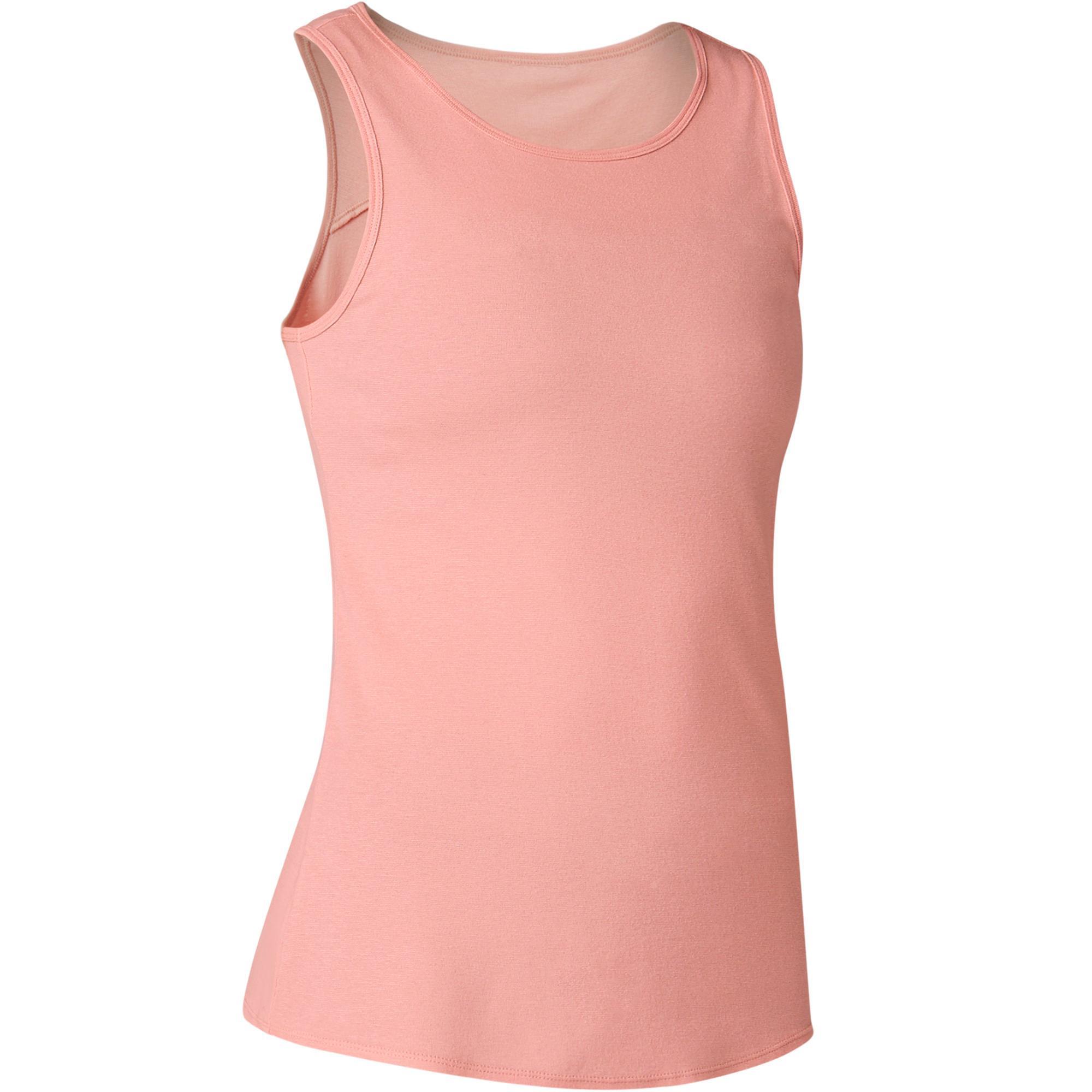 Domyos Damestopje Voor Pilateslichte Gym 500 Gemeleerd Donkerrood domyos kopen in de aanbieding