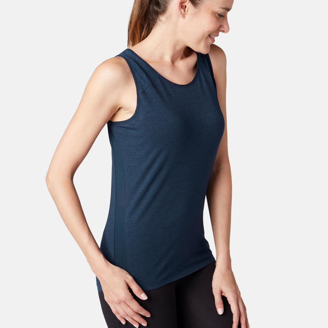 Women's Gym Tank Top Stretch Slim Fit 520 Mottled Navy Blue