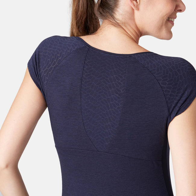 Women's Gym TShirt Stretch Slim Fit 530 Mottled Navy Blue