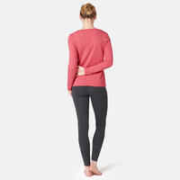 Women's Long-Sleeved Fitness T-Shirt 100 - Mottled Pink