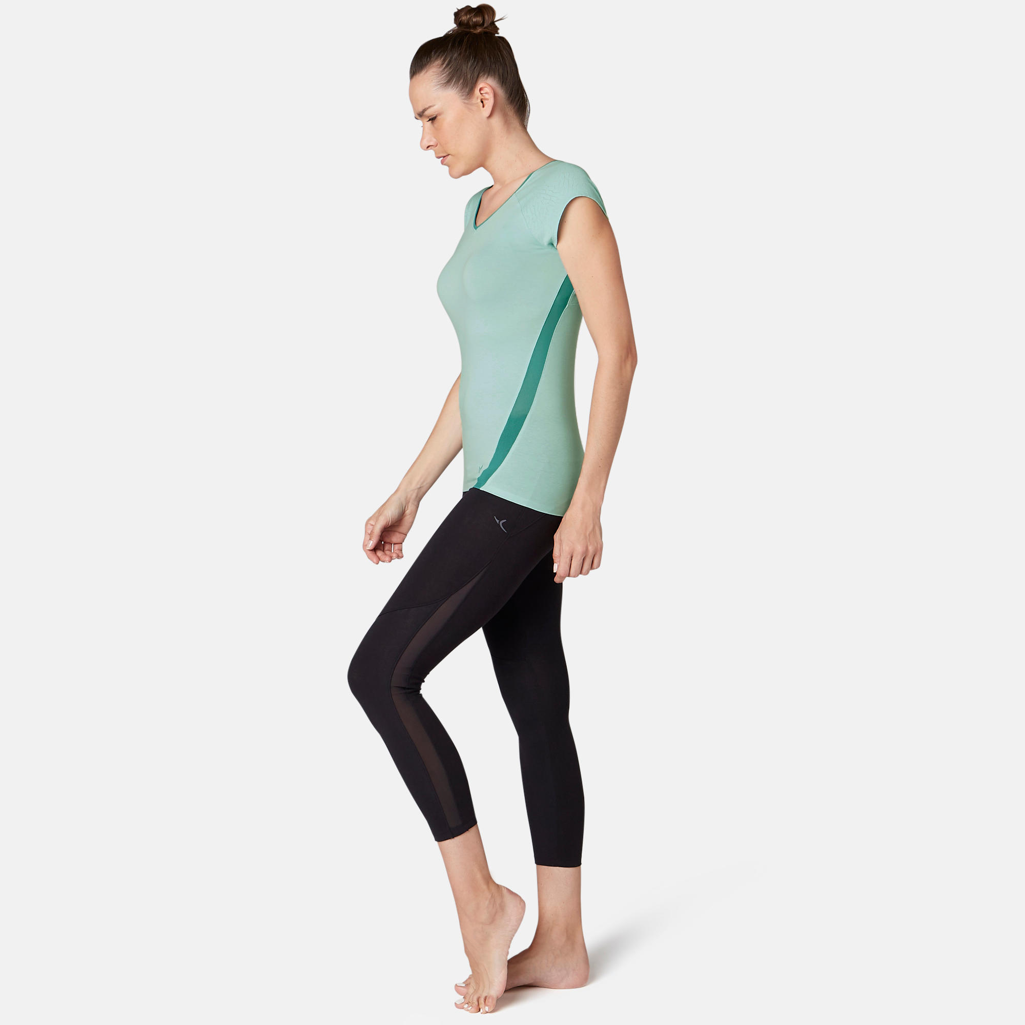 530 Women's Burnout Pilates & Gentle Gym T-Shirt - Light Blue 2/9
