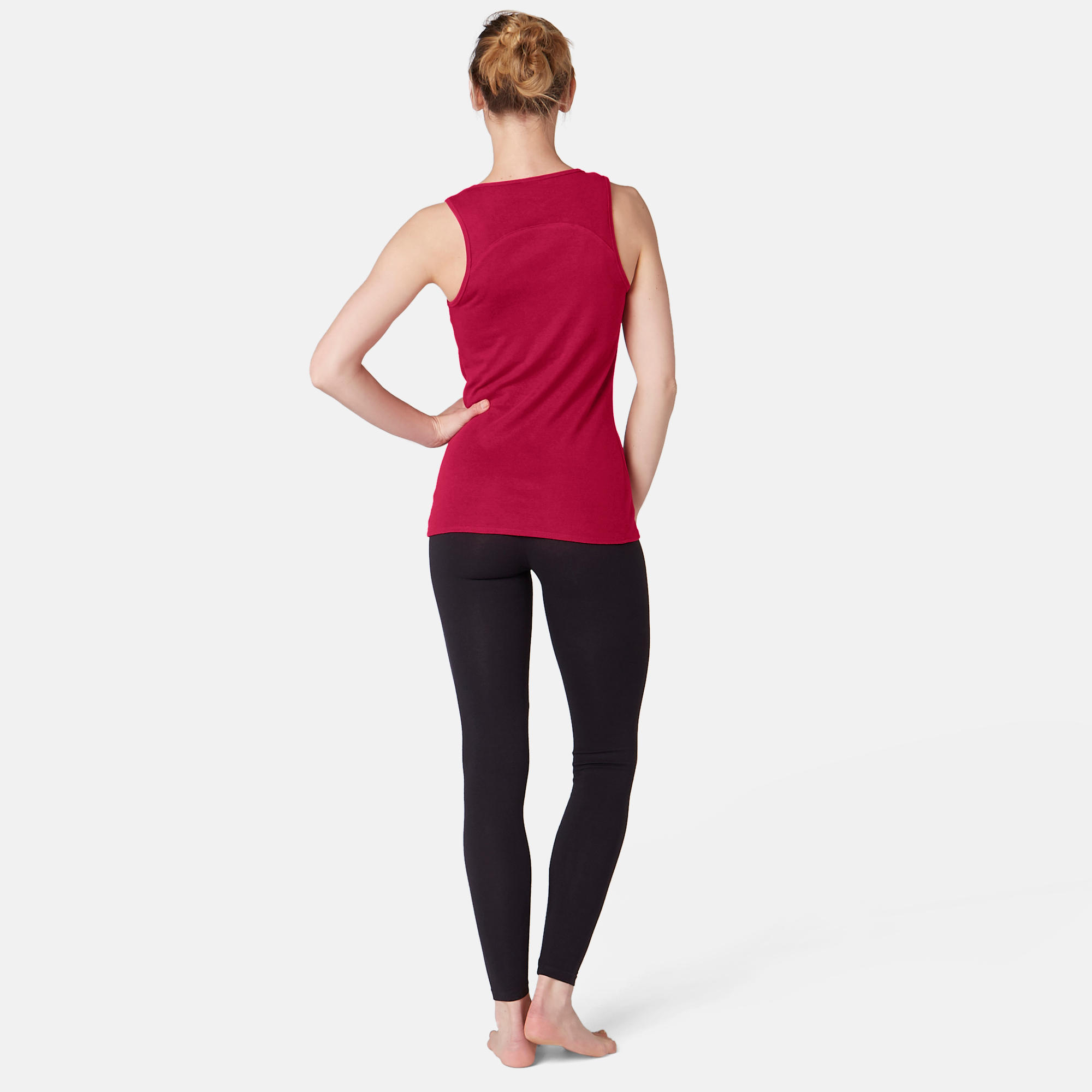 500 Women's Gentle Gym Pilates Tank Top - Mottled Burgundy 4/6