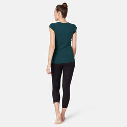 T-Shirt 530 dévoré Pilates Gym douce femme bleu canard