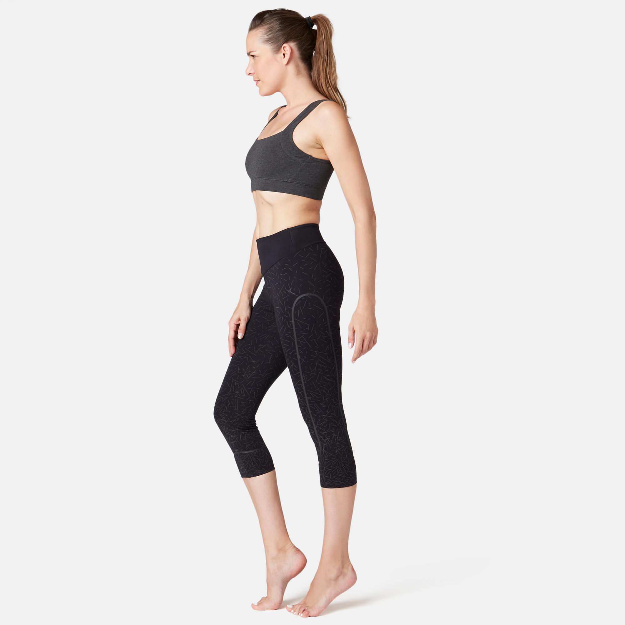 Women's Pilates & Gentle Gym Sports Bra - Heathered Dark Grey 3/8