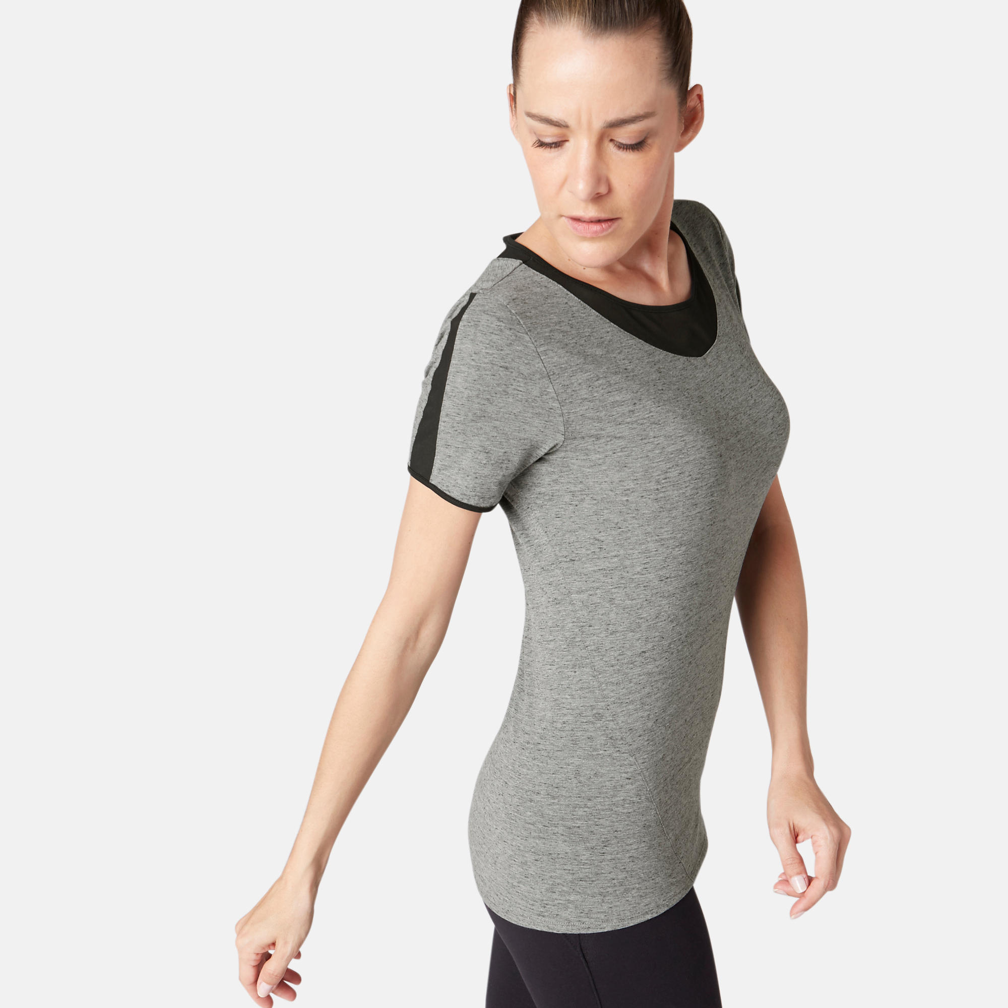 

520 Tulle Women' Pilates & Gentle Gym T-Shirt - Grey -  By NYAMBA | Decathlon