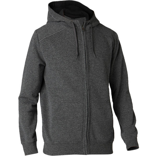 Mens Cotton Fleece Gym Hoodie Zip Jacket 540- Dark Grey