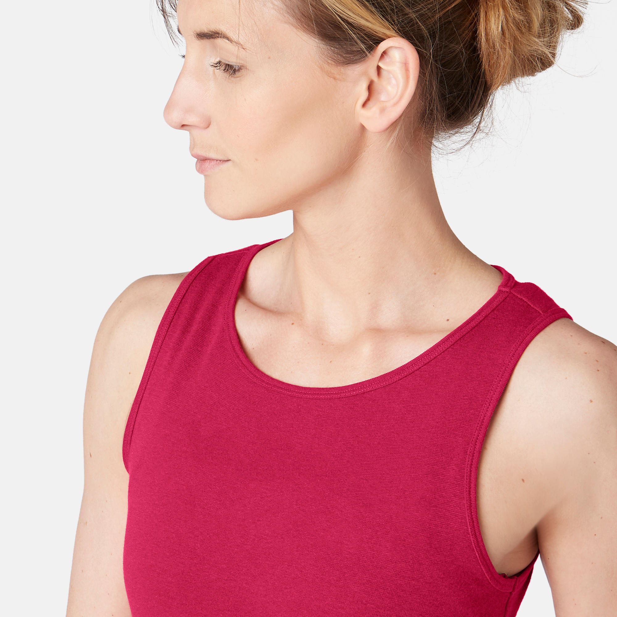 500 Women's Gentle Gym Pilates Tank Top - Mottled Burgundy 5/6