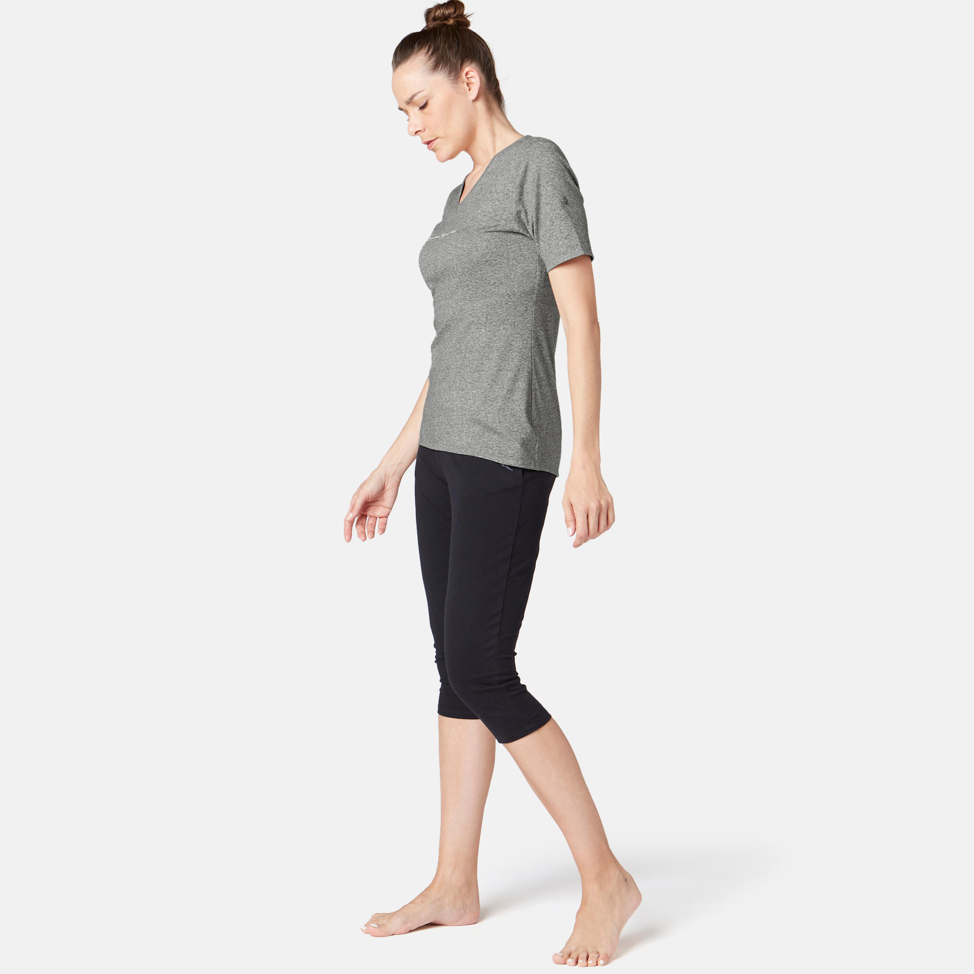 

510 Women' Regular-Fit Gentle Gym & Pilates T-Shirt - Grey Print