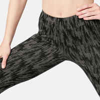 Women's Slim-Fit Fitness Leggings Fit+ 500 - Grey Print