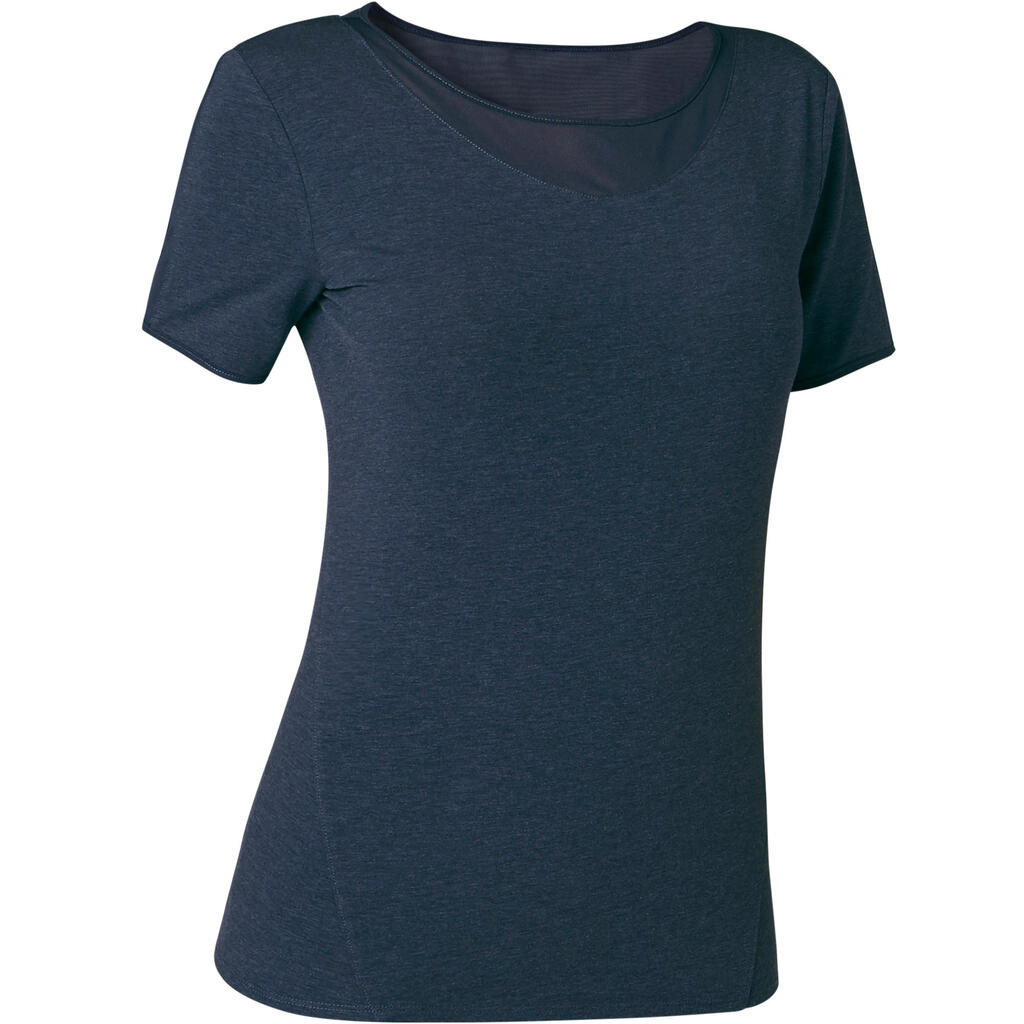 520 Tulle Women's Pilates & Gentle Gym T-Shirt - Heathered Navy Blue