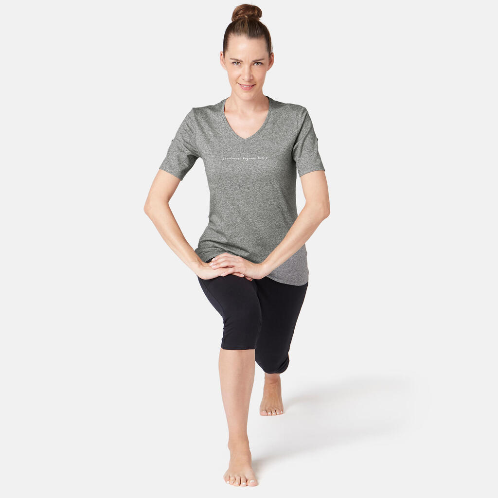 T-Shirt 510 regular Pilates Gym douce femme gris neps printé