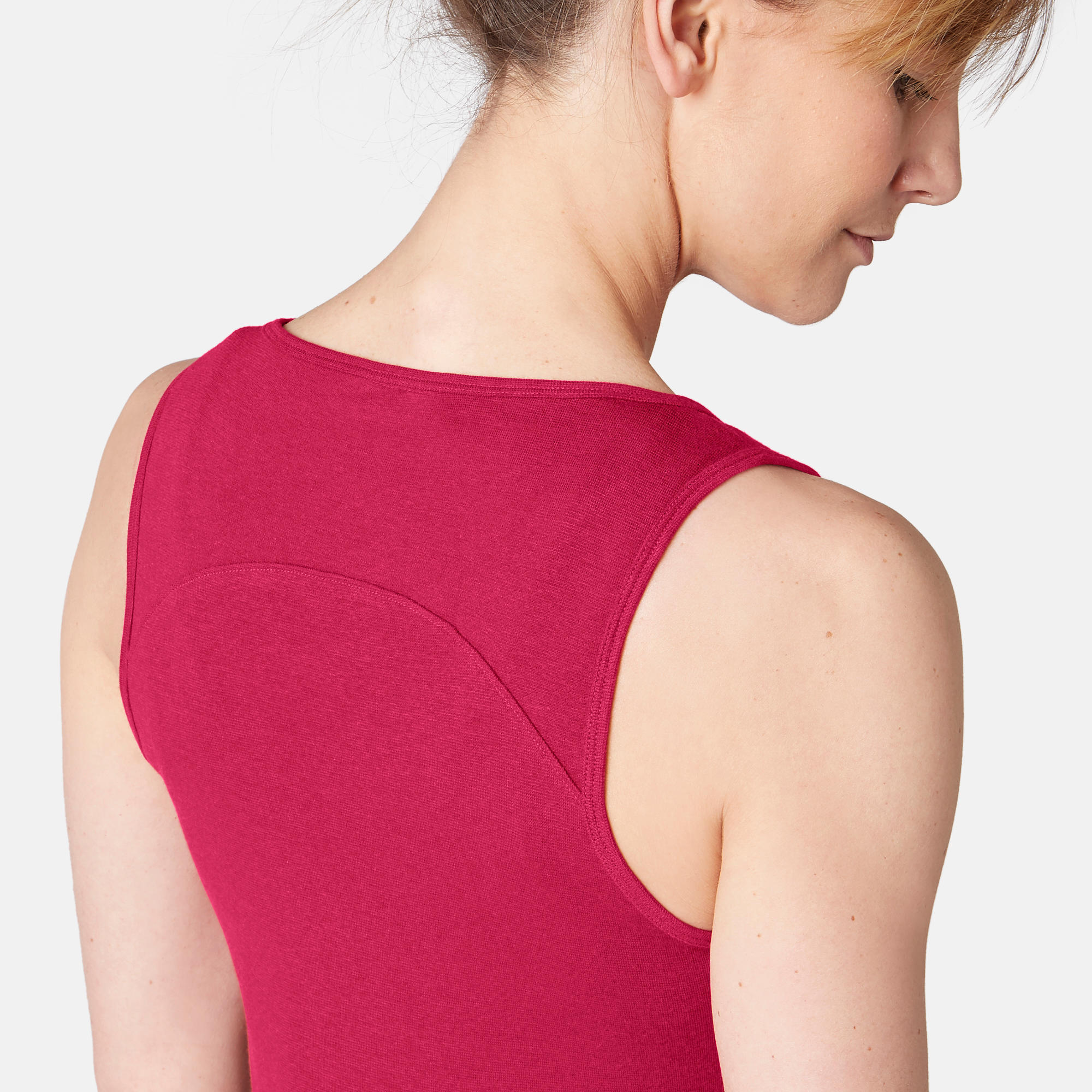 500 Women's Gentle Gym Pilates Tank Top - Mottled Burgundy 6/6