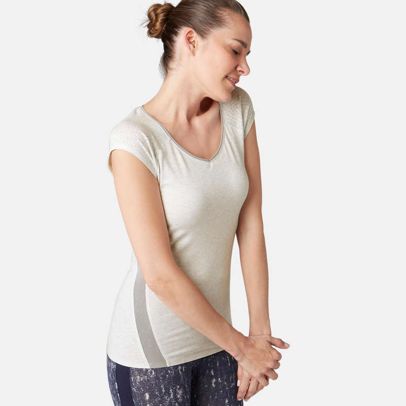 WOMAN T SHIRT LEGGING SHORT Pilates - 530 Burnout Gym T-Shirt White NYAMBA - Pilates Clothes