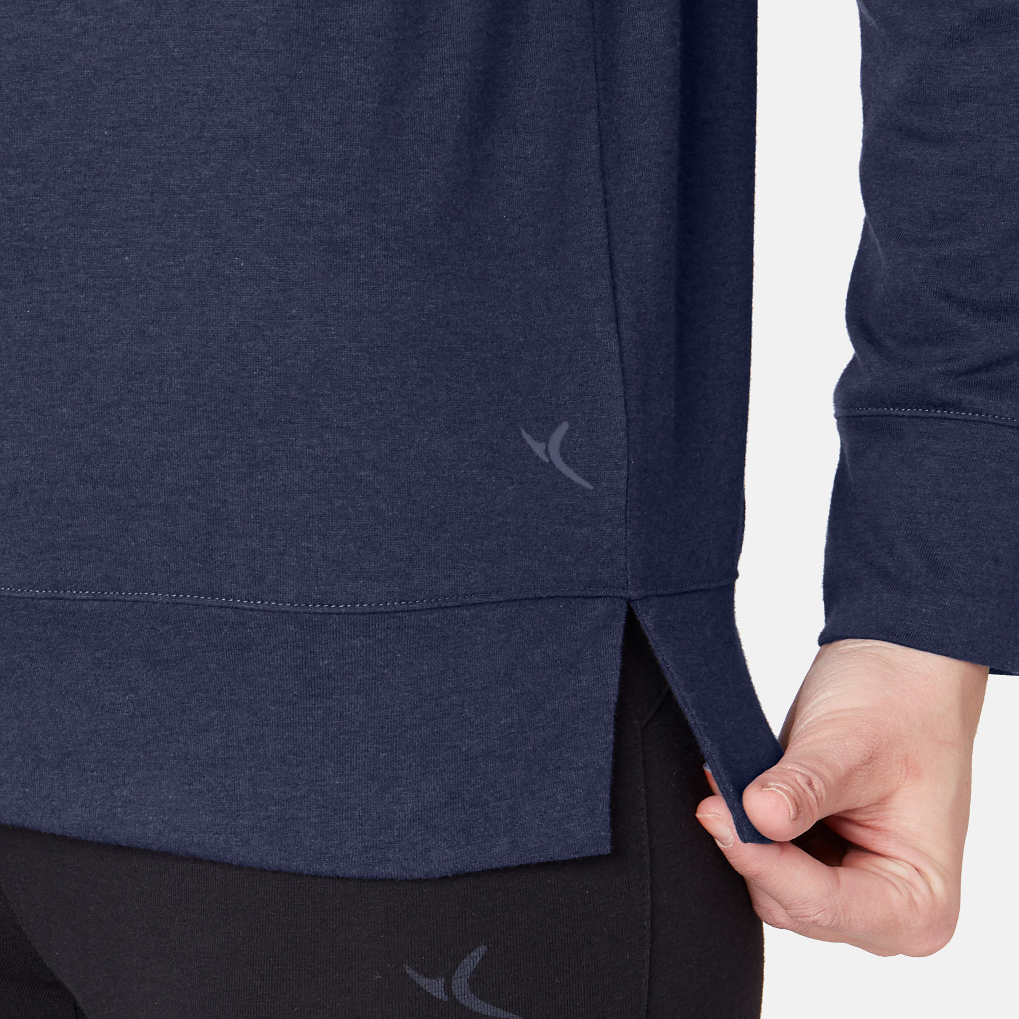 500 Women's Long-Sleeved Pilates & Gentle Gym T-Shirt - Navy Blue Print 6/7