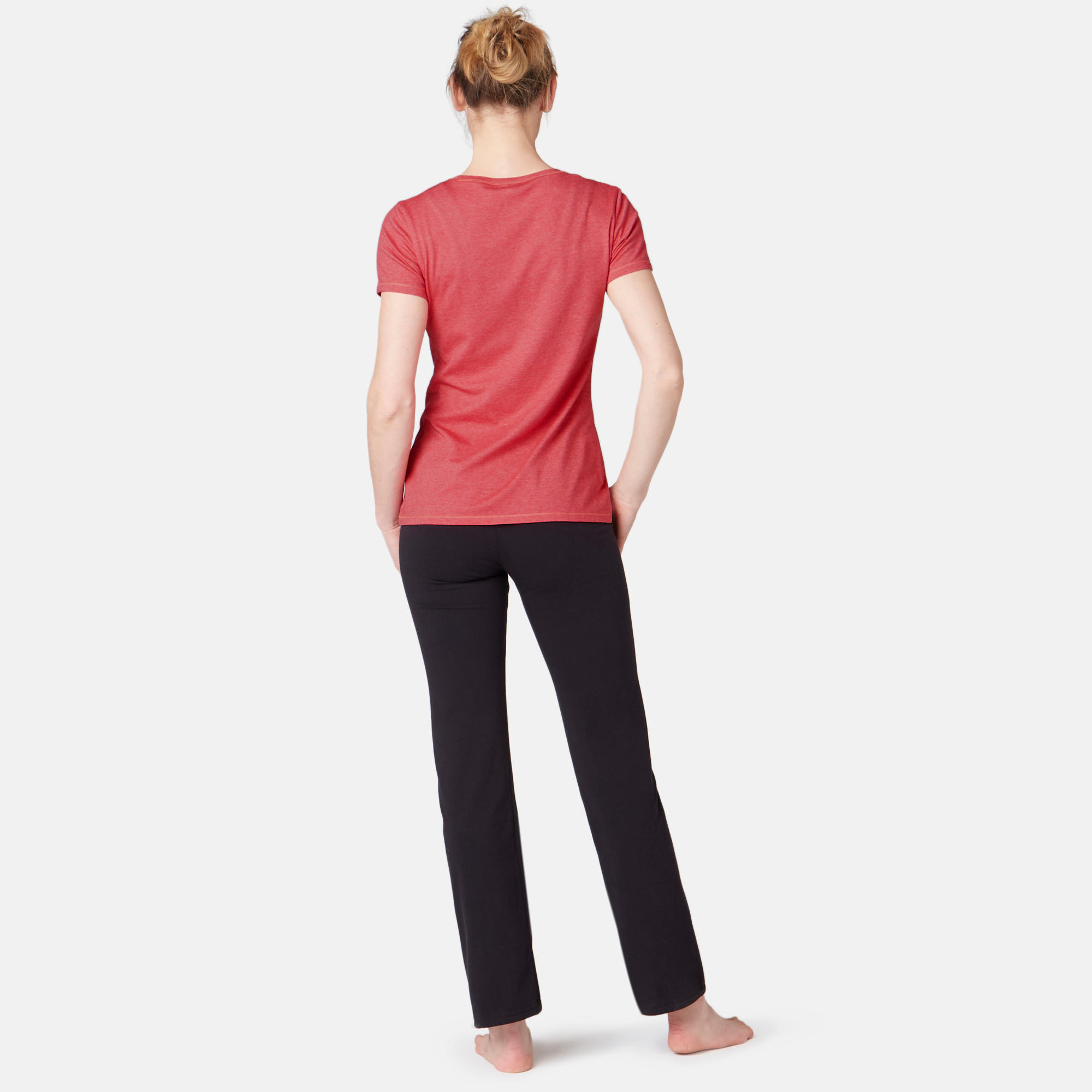 Women's Regular-Fit Pilates & Gentle Gym Sport T-Shirt 500 - Pink 4/6
