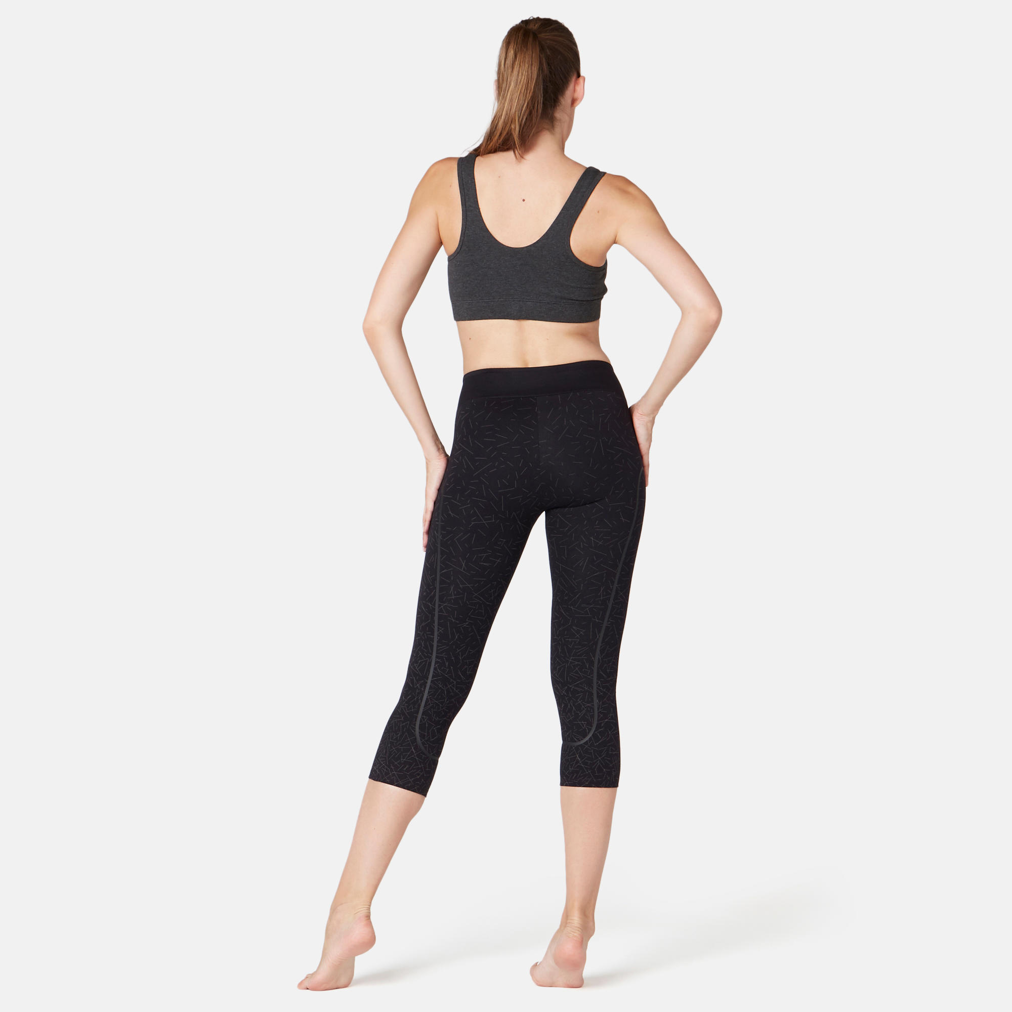 Women's Pilates & Gentle Gym Sports Bra - Heathered Dark Grey 5/8