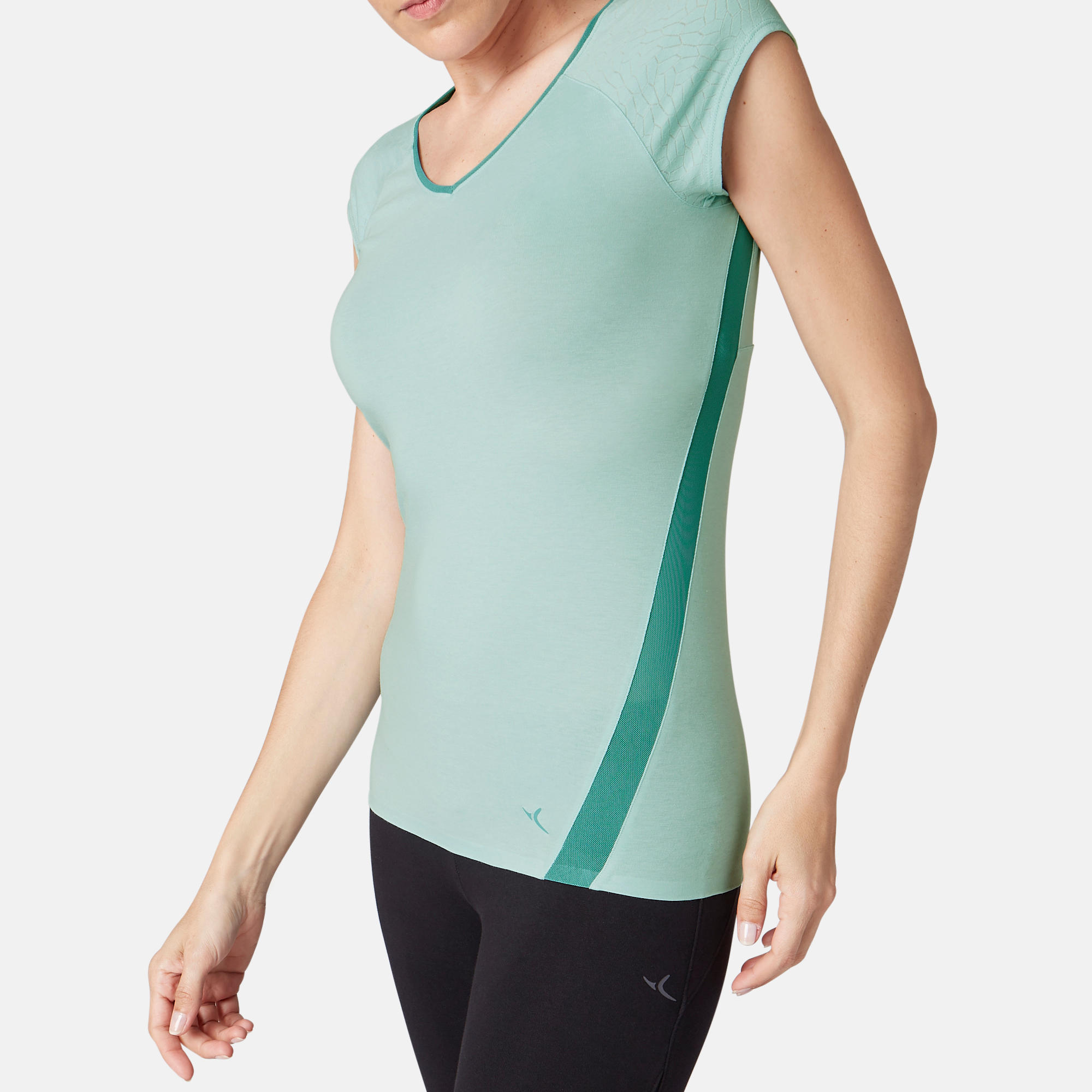 530 Women's Burnout Pilates & Gentle Gym T-Shirt - Light Blue 5/9