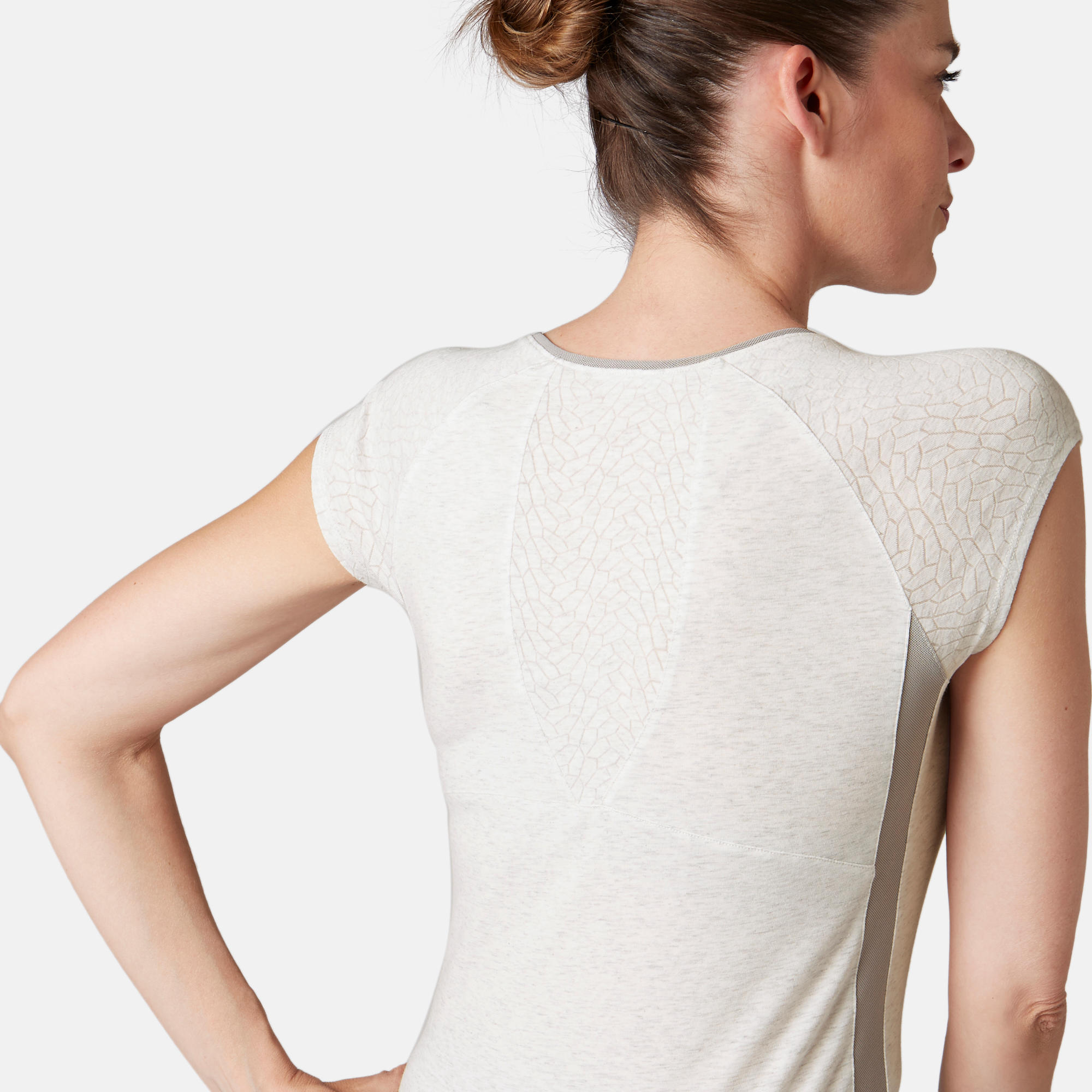 530 Women's Burnout Pilates & Gentle Gym T-Shirt - Mottled White 7/9