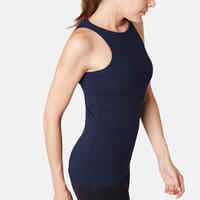 Women's Fitted Crew Neck Fitness Synthetic Tank Top 900 - Navy Blue