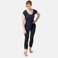 T-Shirt 2 en 1 Pilates Gym douce femme bleu marine