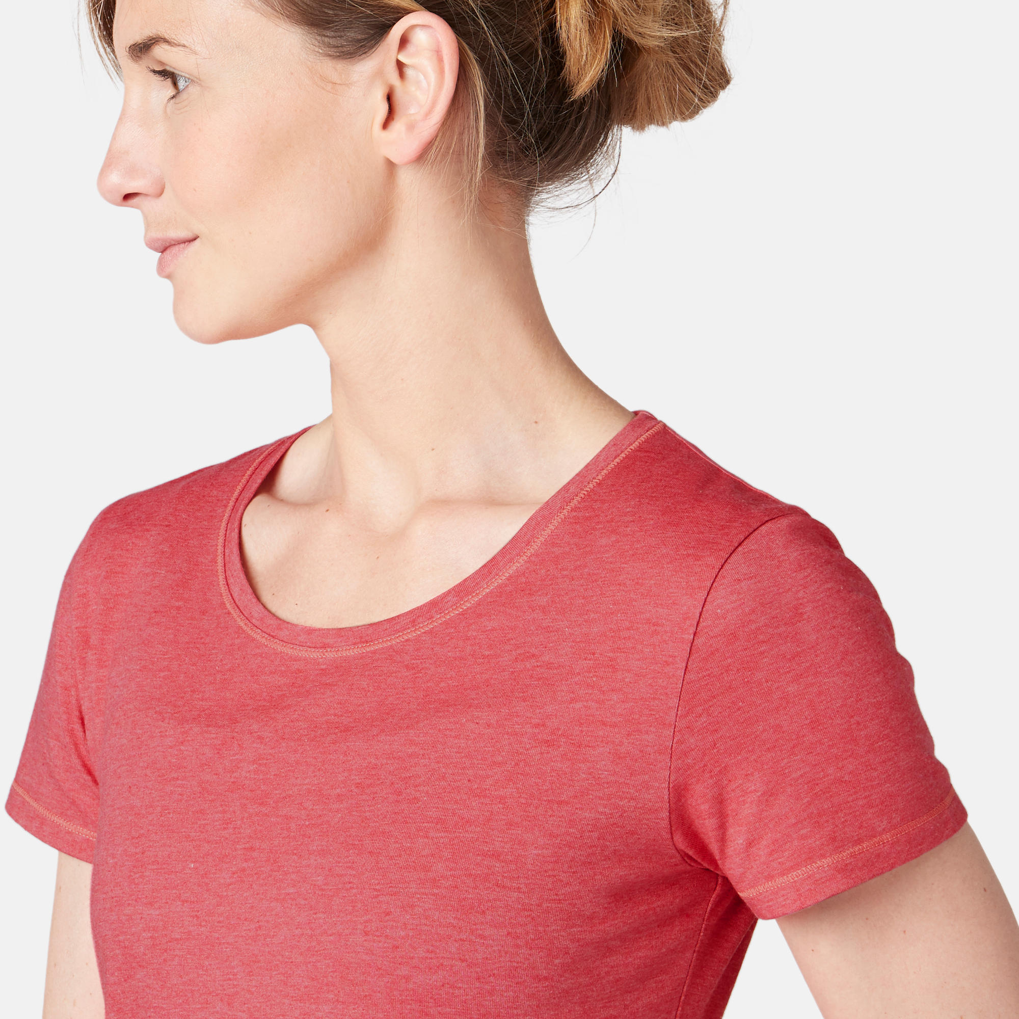 Women's Regular-Fit Pilates & Gentle Gym Sport T-Shirt 500 - Pink 5/6