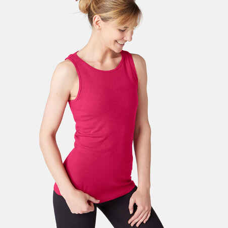 500 Women's Gentle Gym Pilates Tank Top - Mottled Burgundy