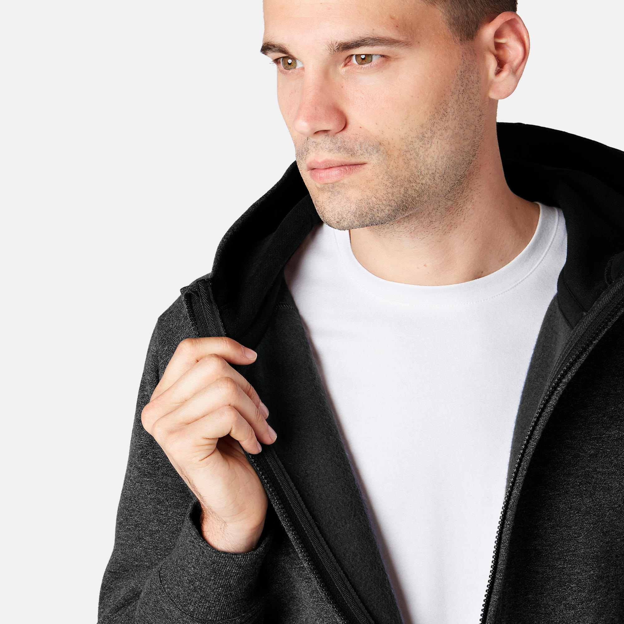 Men's Zip-Up Hooded Jacket 900 - Dark Grey 6/7