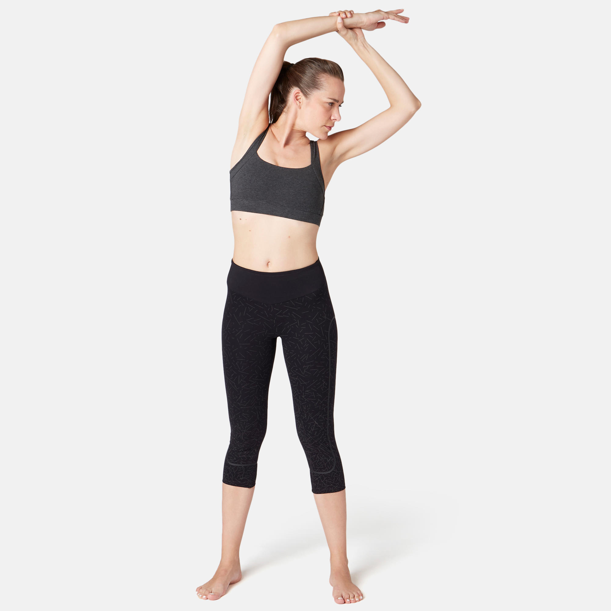 Women's Pilates & Gentle Gym Sports Bra - Heathered Dark Grey 4/8