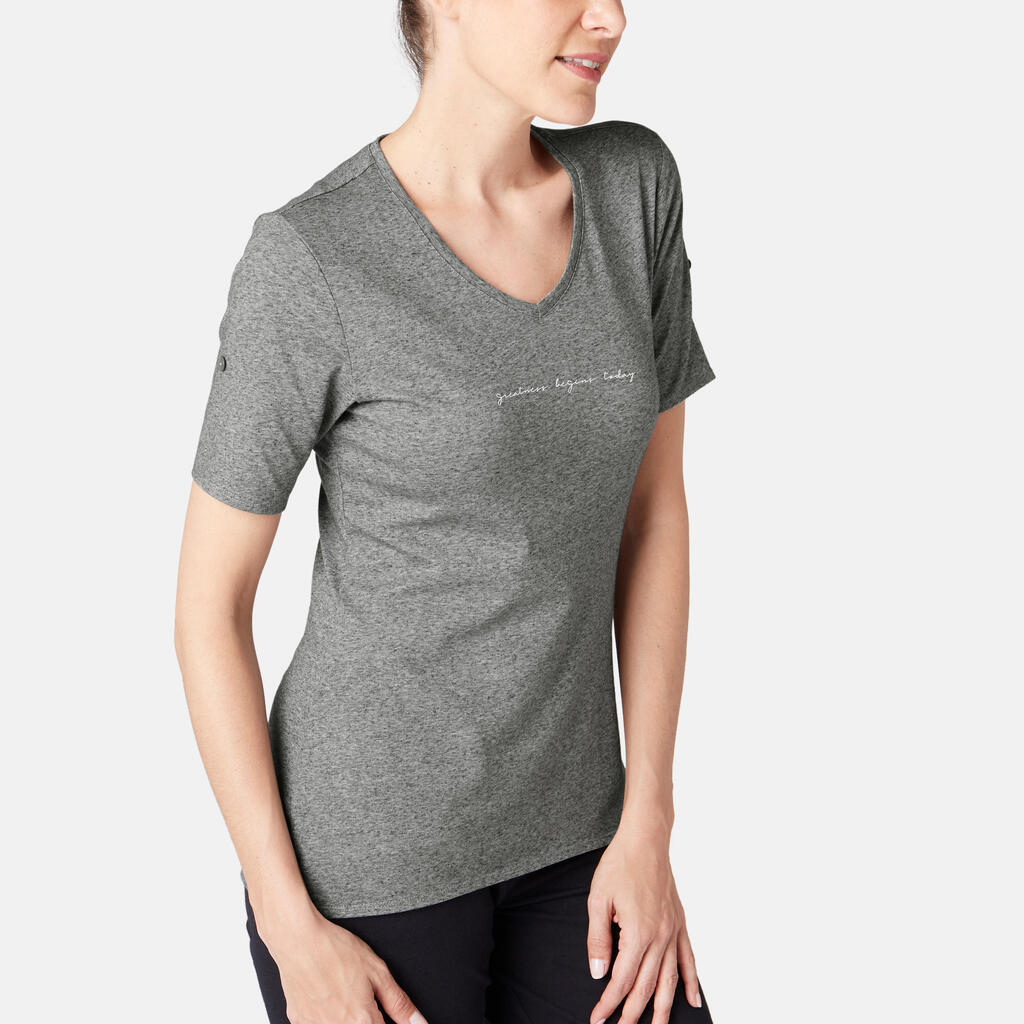 T-Shirt 510 regular Pilates Gym douce femme gris neps printé