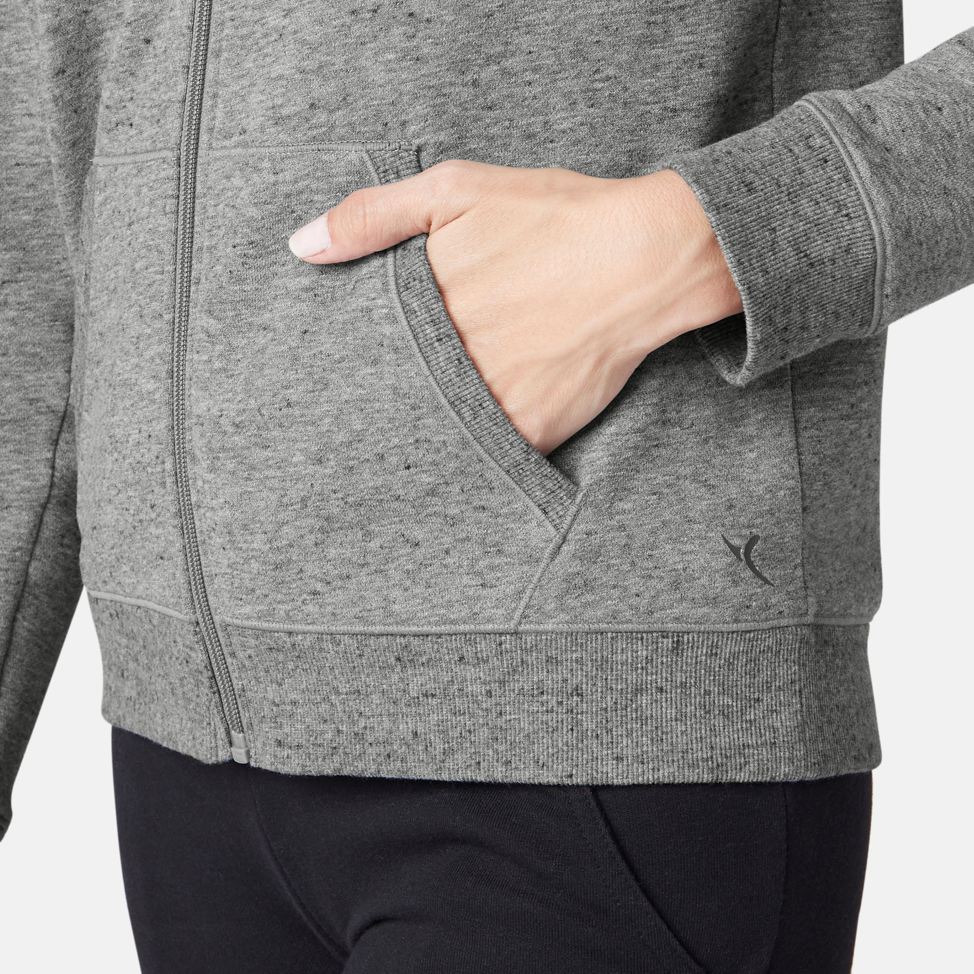 Women's Zip-Up Fitness Hoodie 500 - Grey 4/5