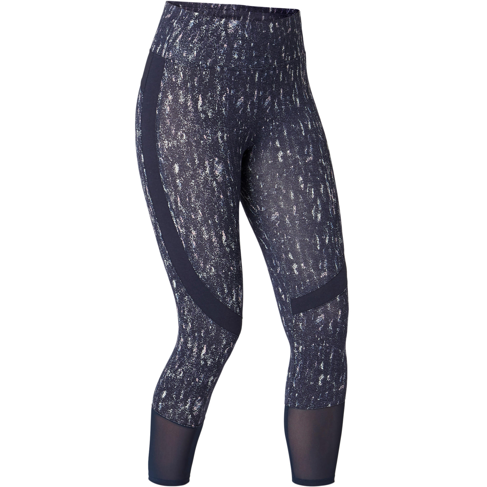 Women's High-Waisted Short 7/8 Cotton Sport Leggings 520 - Navy Blue Print 9/9