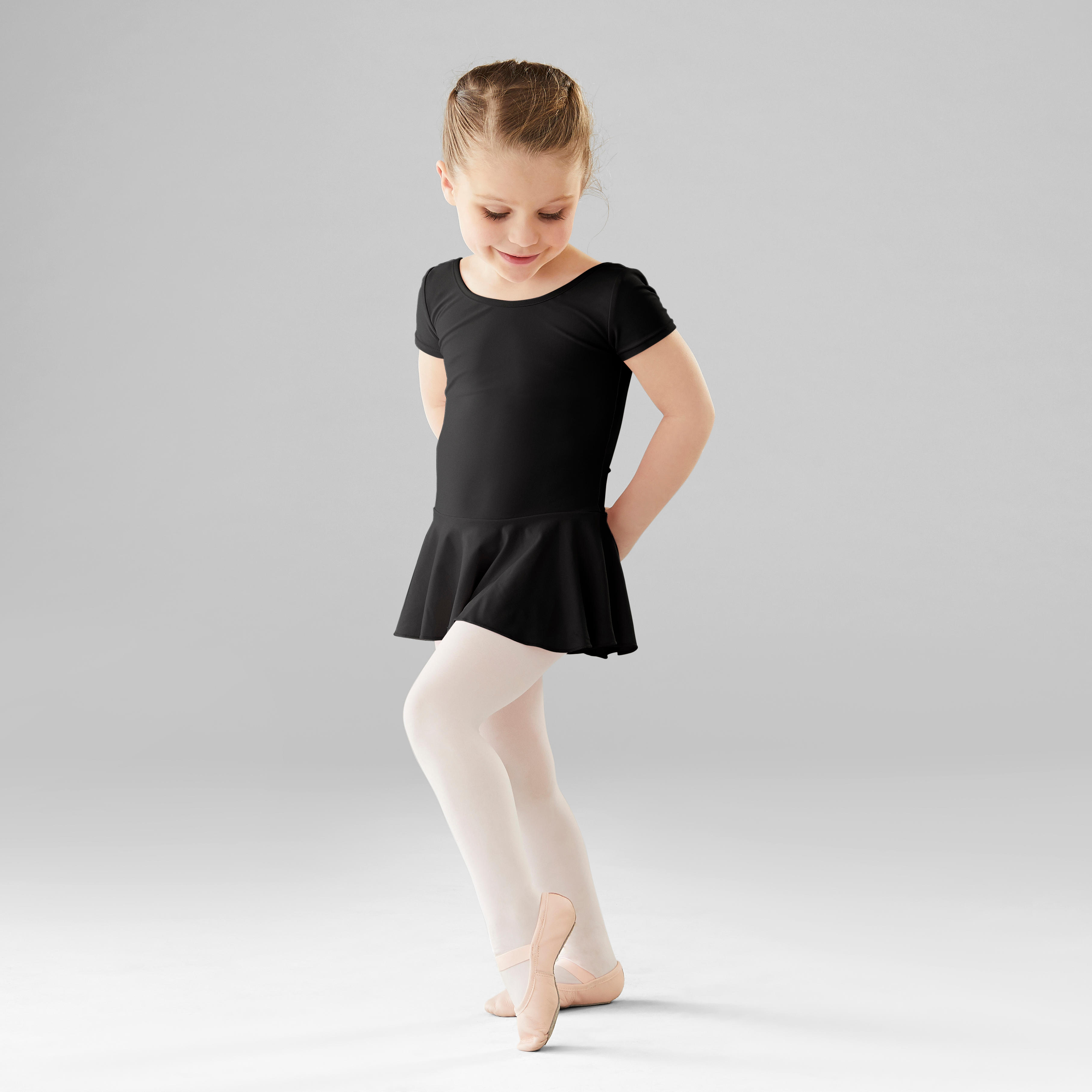 inlzdz Kids Girls Ballet Dance Classic Chiffon Pleated Skirt Pull-On Leotard Tutu Skirt Dancewear Costumes 